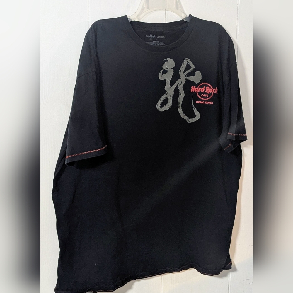 Hard Rock Cafe Black Hong Kong with Red Dragon Logo Tee